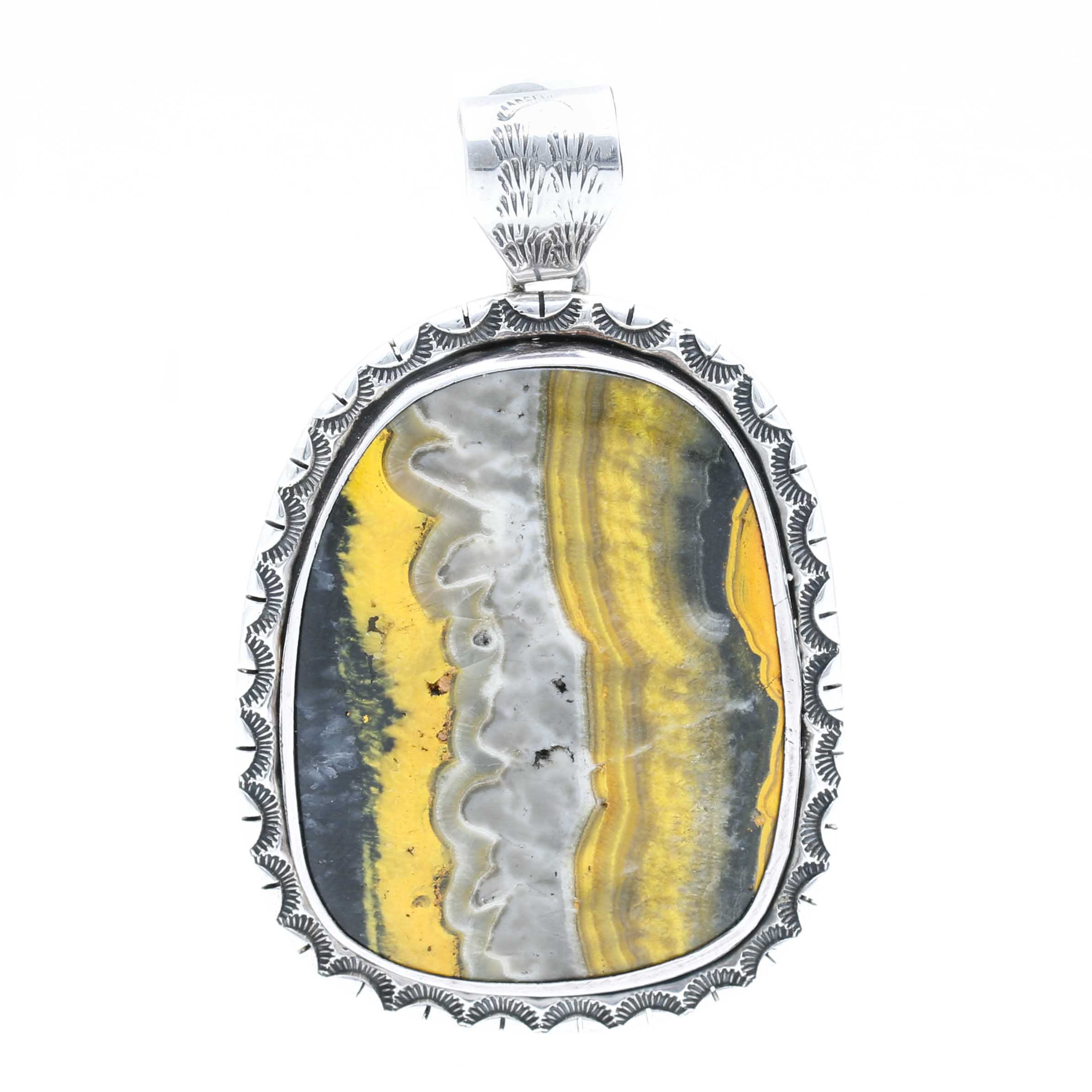 Navajo Bumblebee Jasper /& Sterling Silver Locket Pendant